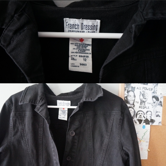 unisex black button up jean jacket - Picture 4 of 5